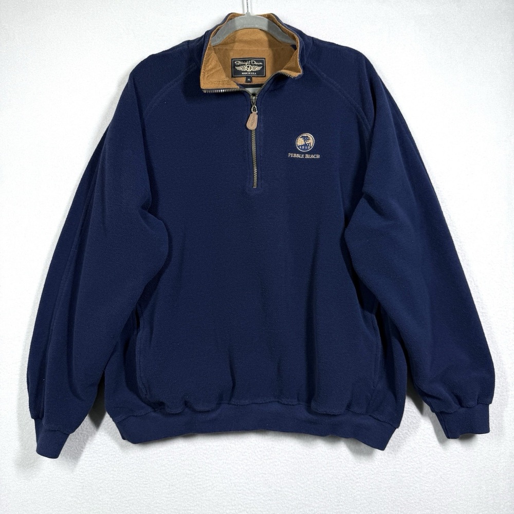 Vintage Straight Down Pullover Sweater Mens XL Terry Zip Pebble Beach Golf USA